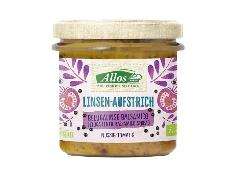 Allos Glas Bio Linsen-Aufstrich Beluga Balsamico 140 g