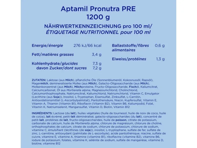 Aptamil Anfangsmilch Pronutra Pre, 6x 600 g