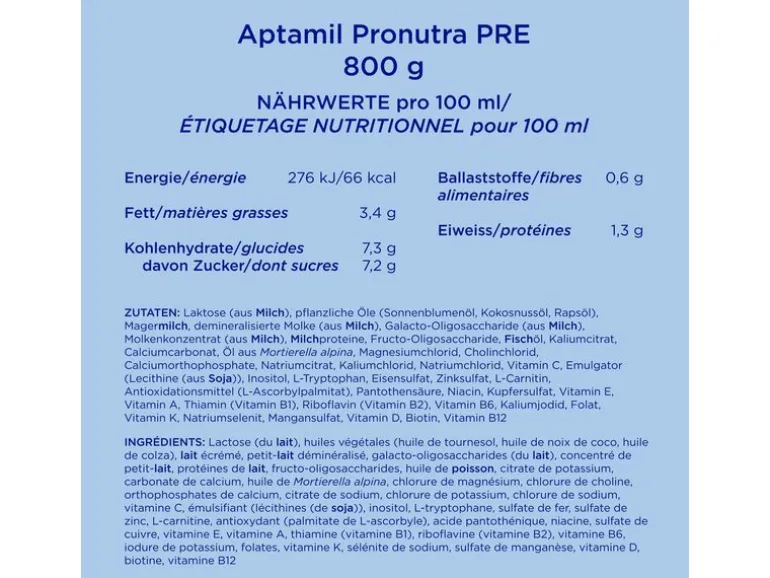 Aptamil Anfangsmilch Pronutra Pre 800 g