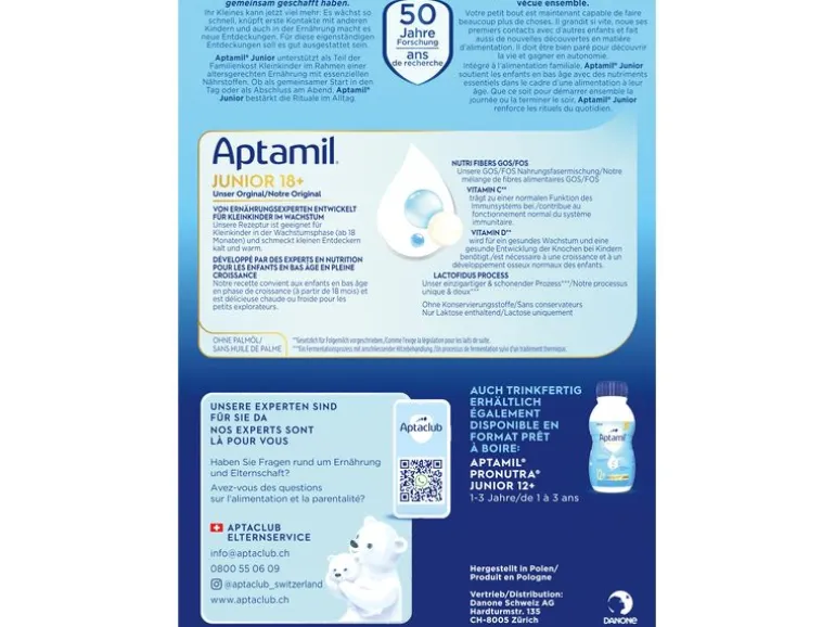 Aptamil Juniormilch Pronutra Junior 18+ Nature, 6x 600 g