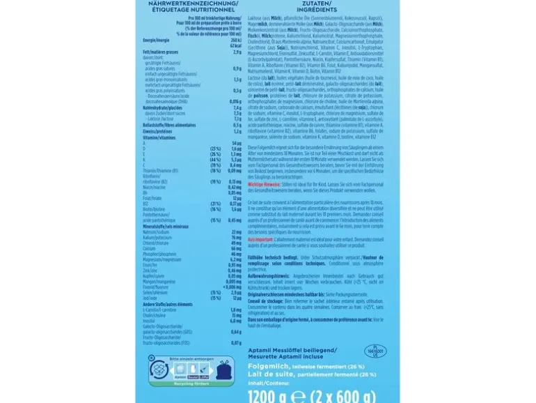 Aptamil Juniormilch Pronutra Junior 18+ Nature, 6x 600 g