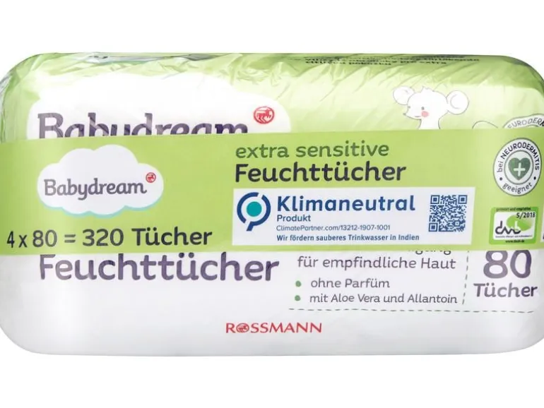 Babydream Feuchttücher Extra Sensitive, Vorteilspackung 8 x 80 Stk.