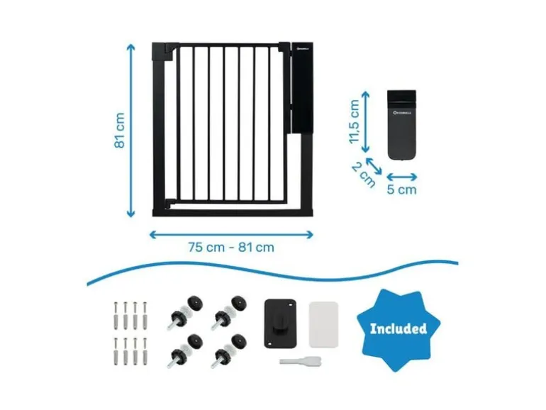Badabulle Treppenschutzgitter Safe & Pass Metall Schwarz 75-81.5 cm