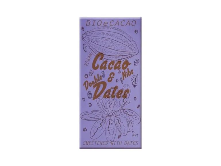 BioeCacao Dattelschokolade Double Dates Nibs 51% 90 g