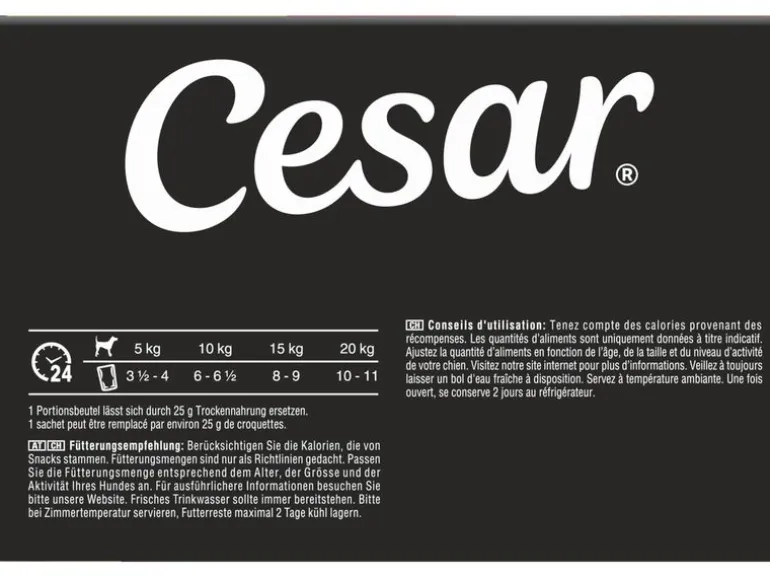 Cesar Nassfutter Selektion in Sauce 4 Varietäten 12 x 100 g
