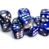 Chessex Würfelset Gemini 16 mm d6 Blau-Stahl/Weiss 12 Stk.