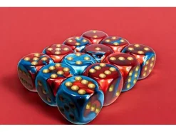Chessex Würfelset Gemini 16 mm d6 Rot-Petrol/Gold 12 Stk.