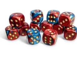 Chessex Würfelset Gemini 16 mm d6 Rot-Petrol/Gold 12 Stk.