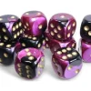Chessex Würfelset Gemini 16 mm d6 Schwarz-Lila/Gold 12 Stk.