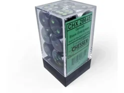Chessex Würfelset Gemini 16 mm d6 Schwarz-Grau/Grün 12 Stk.
