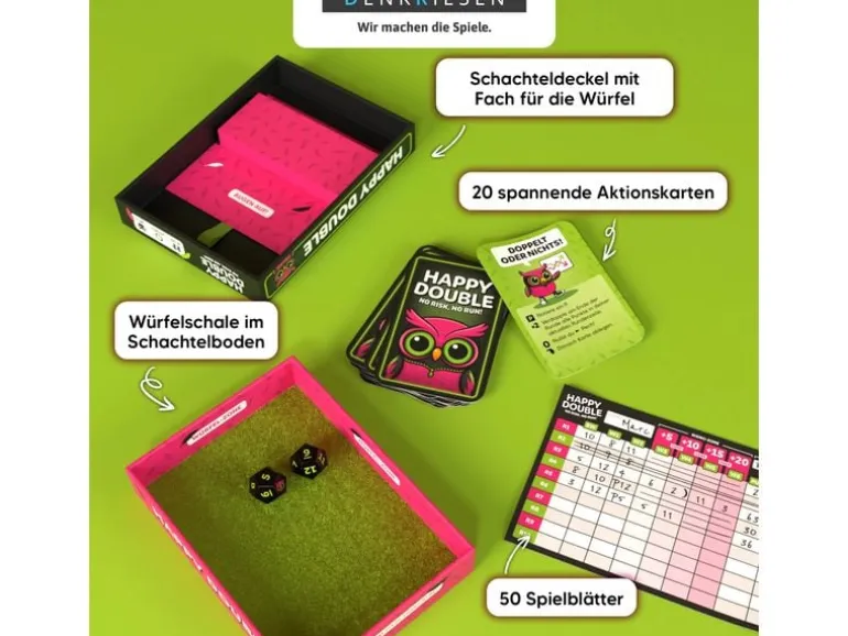 Denkriesen Familienspiel Happy Double – No Risk No Run! -DE-