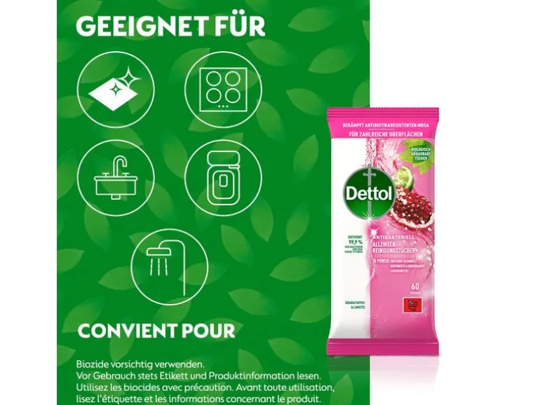 Dettol Allzweck-Reinigungstücher Granatapfel & Limette 60 Stück
