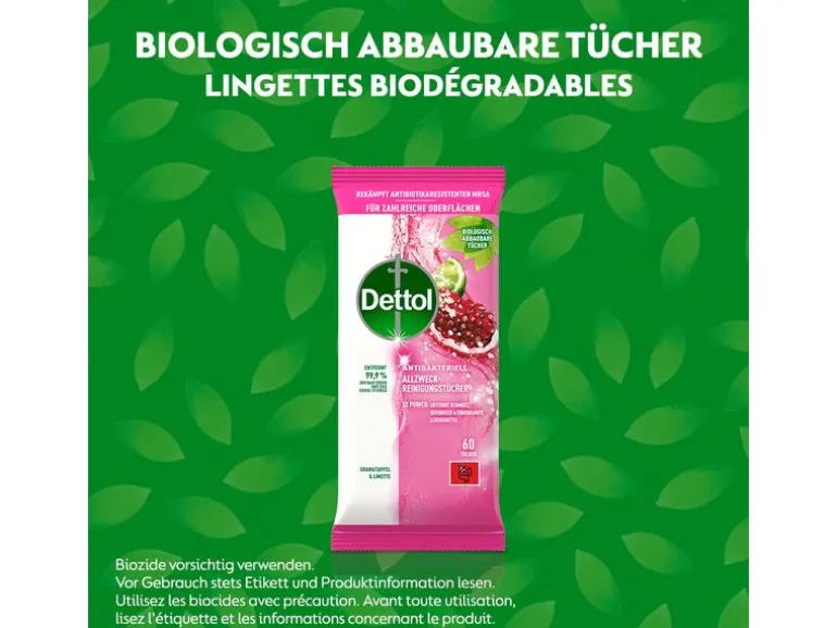 Dettol Allzweck-Reinigungstücher Granatapfel & Limette 60 Stück