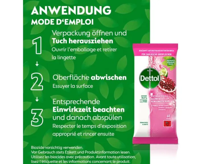 Dettol Allzweck-Reinigungstücher Granatapfel & Limette 60 Stück