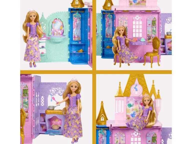 Disney Princess Rapunzel-Puppe und Schloss-Spielset Faltbar