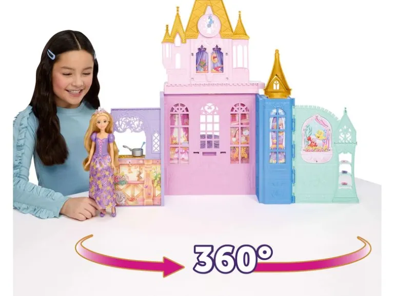 Disney Princess Rapunzel-Puppe und Schloss-Spielset Faltbar