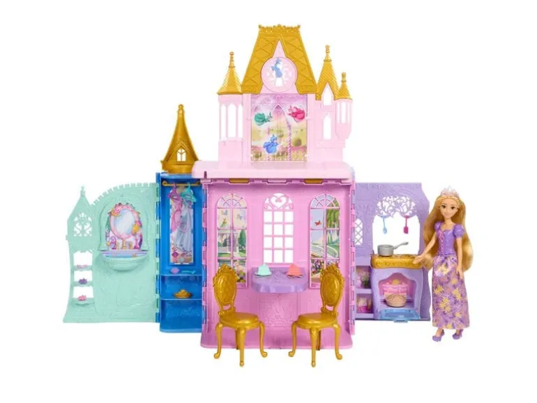 Disney Princess Rapunzel-Puppe und Schloss-Spielset Faltbar