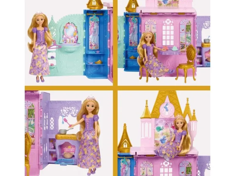 Disney Princess Rapunzel-Puppe und Schloss-Spielset Faltbar