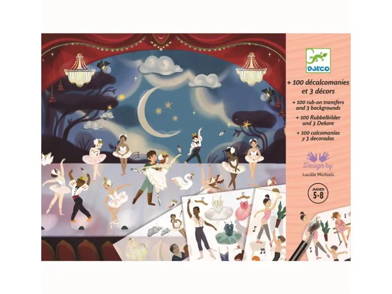 DJECO Bastelset Abziehbilder Balletttänzer Abziehbilder Ballett