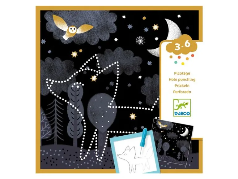 DJECO Bastelset Prickelbilder Nacht