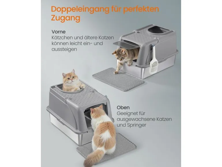 Feandrea Katzentoilette Edelstahl XL 61 x 41 x 36.5 cm