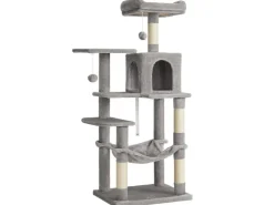 Feandrea Kratzbaum mit Hängematte, 143 cm, Grau/Beige