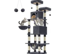Feandrea Kratzbaum XXL, 206 cm, Rauchgrau/Beige