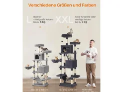 Feandrea Kratzbaum XXL, 206 cm, Rauchgrau/Beige