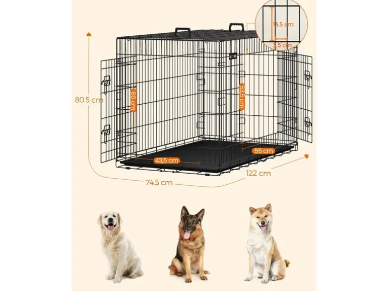 Feandrea Metallbox für Hunde 122 x 74.5 x 80.5 cm
