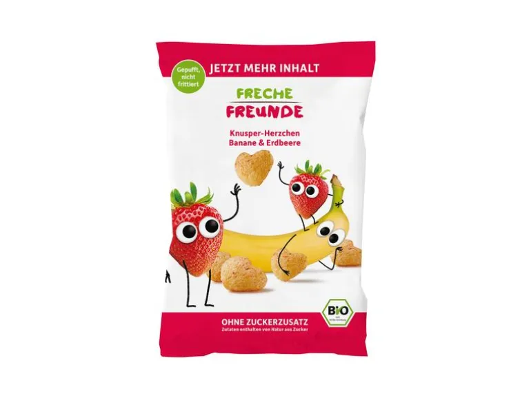 Freche Freunde Knabberspass Knusper-Herzchen Banane & Erdbeere 30g