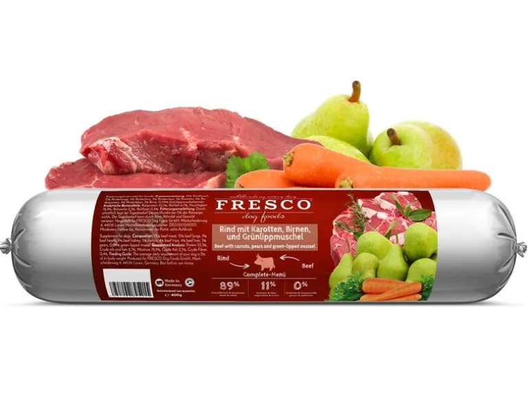 FRESCO Nassfutter BARF Rind mit Karotten, 400 g