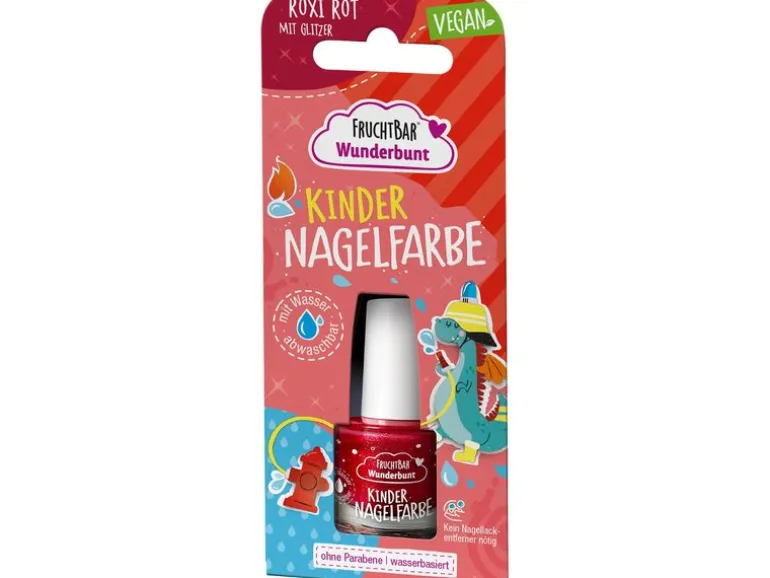 Fruchtbar Kinder-Nagellack Wunderbunt Roxi Rot mit Glitzer