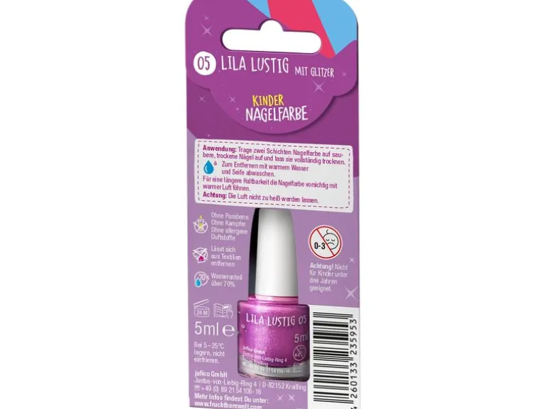 Fruchtbar Kinder-Nagellack Wunderbunt Lila Lustig mit Glitzer
