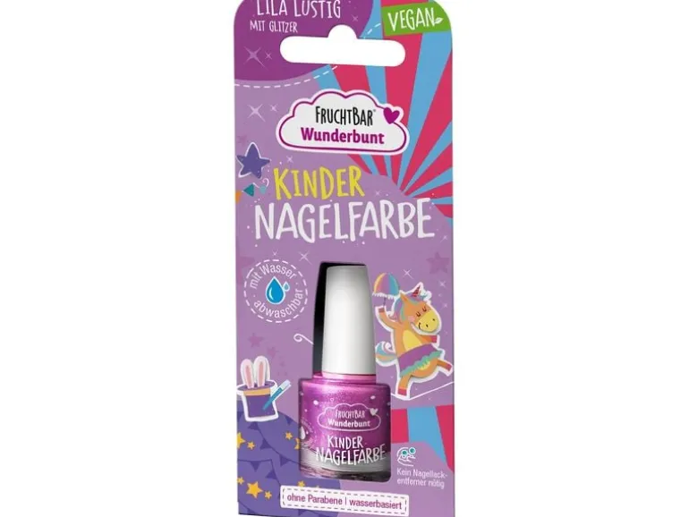 Fruchtbar Kinder-Nagellack Wunderbunt Lila Lustig mit Glitzer