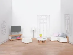 Goki Puppenhausmöbel Wohnzimmerausstattung 15-teilig