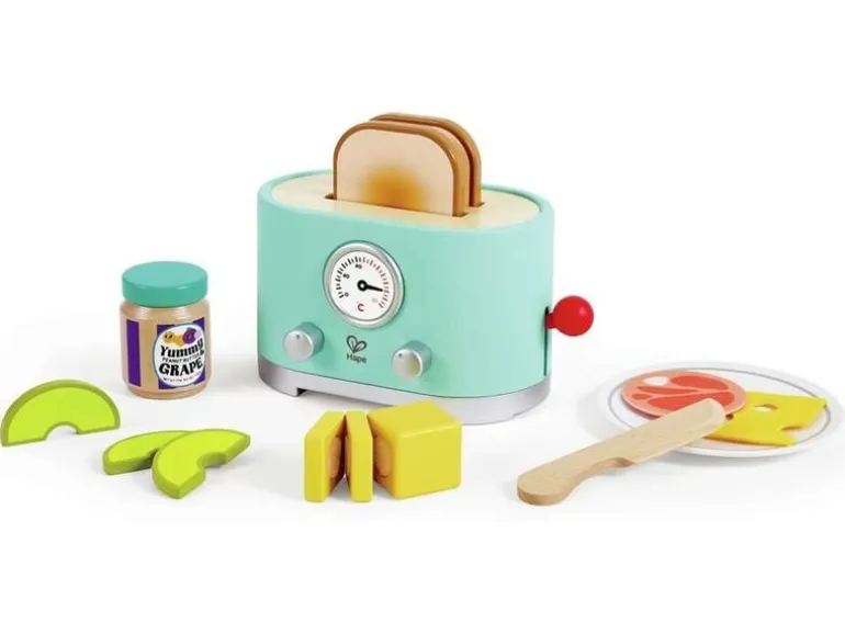 Hape Spiel-Haushaltsgerät Pop-up-Toaster-Set Kling