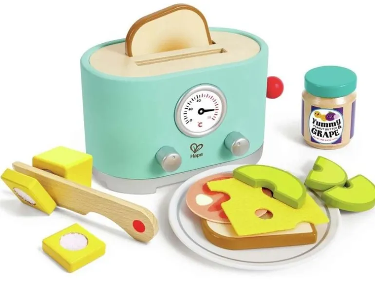Hape Spiel-Haushaltsgerät Pop-up-Toaster-Set Kling