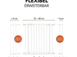 Hauck Türschutzgitter Clear Step 2 Weiss 75 cm - 80 cm