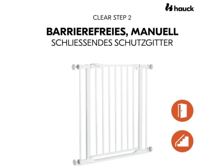 Hauck Türschutzgitter Clear Step 2 Weiss 75 cm - 80 cm