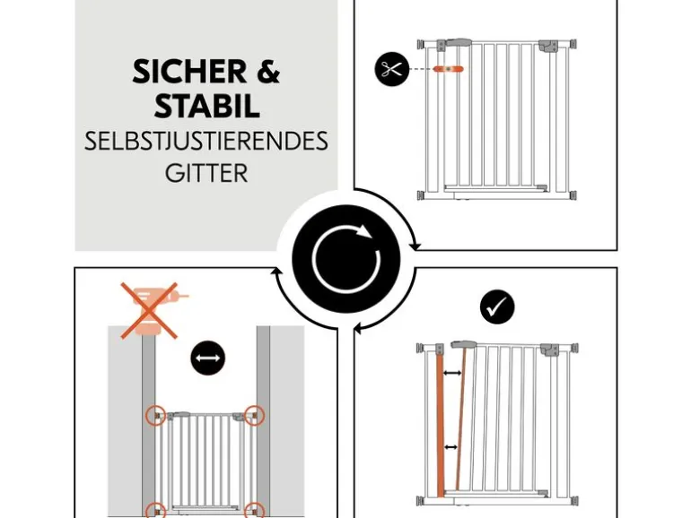 Hauck Türschutzgitter Clear Step Autoclose 2 Schwarz 75 cm - 80 cm