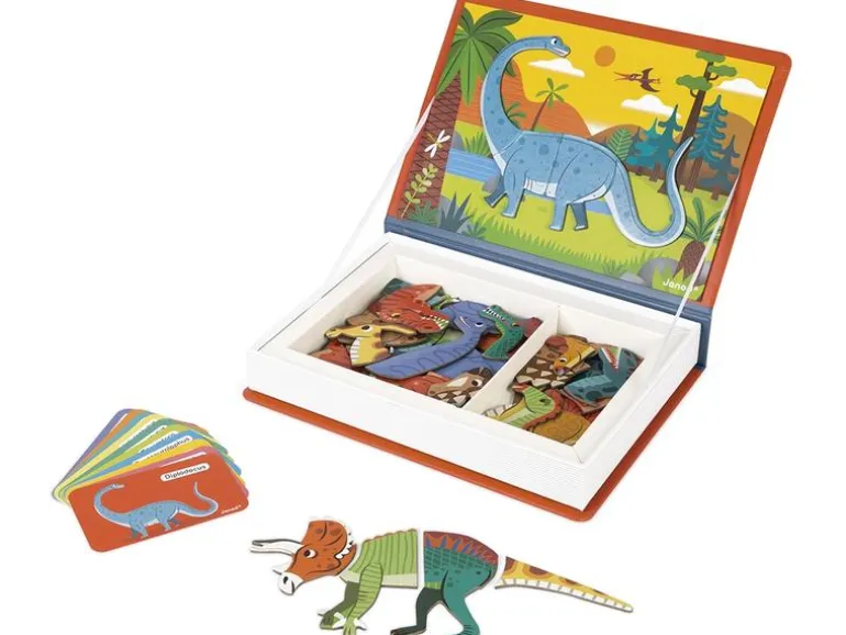 Janod Beschäftigungsspielzeug Magnetbuch Dinosaurier