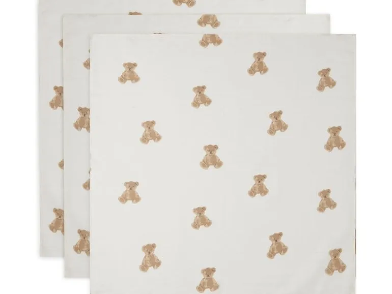 Jollein Mulltuch Nuscheli 3er Set Teddy Bear 70 x 70 cm