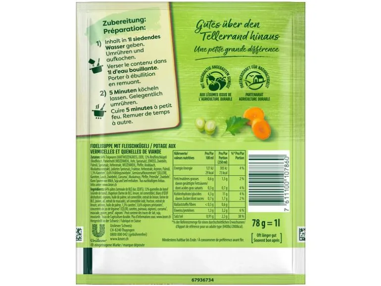 Knorr Fidelisuppe mit Fleischkügeli 4 Portionen