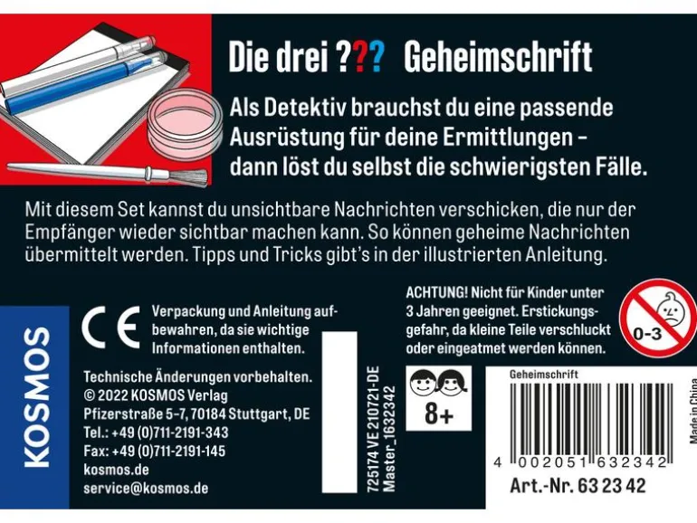 Kosmos Experimentierkasten Die drei ??? Geheimschrift