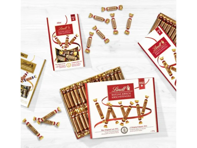 Lindt Schokoladen-Pralinen Kirschstengeli mit Alkohol 125 g