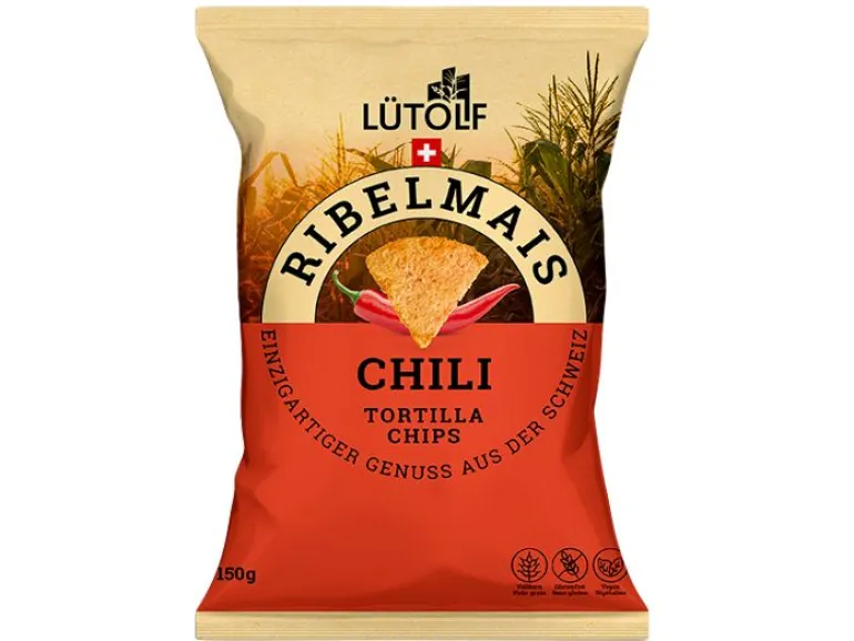 Lütolf Ribelmais Tortilla Chips mit Chili 150 g