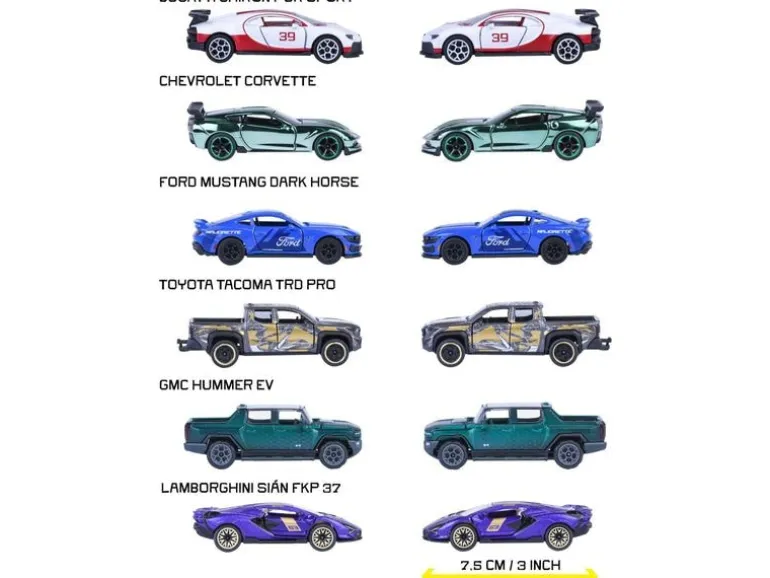 Majorette Showroom Deluxe Cars, 6-sort. 1:64 Metall