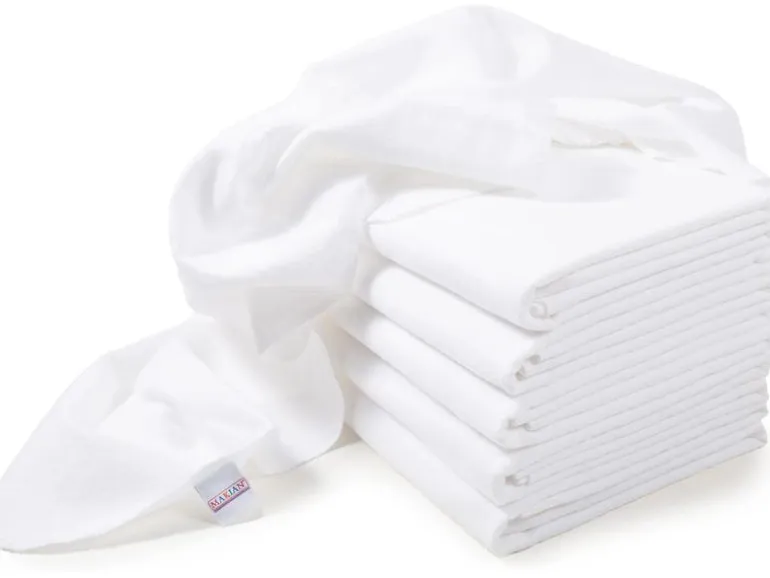 MAKIAN Moltontuch 6-er Set 80 x 80 cm, Weiss