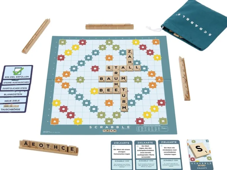Mattel Spiele Scrabble Original Holz 2 in 1 , 2-4 Spieler – DE -