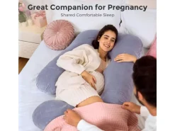 momcozy Schwangerschaftskissen aus Samt 148 x 78 cm, Dunkelgrau